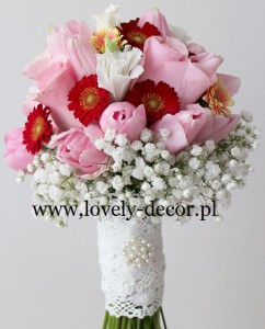 bukiet ślubny z kwiatów kolorowych                       